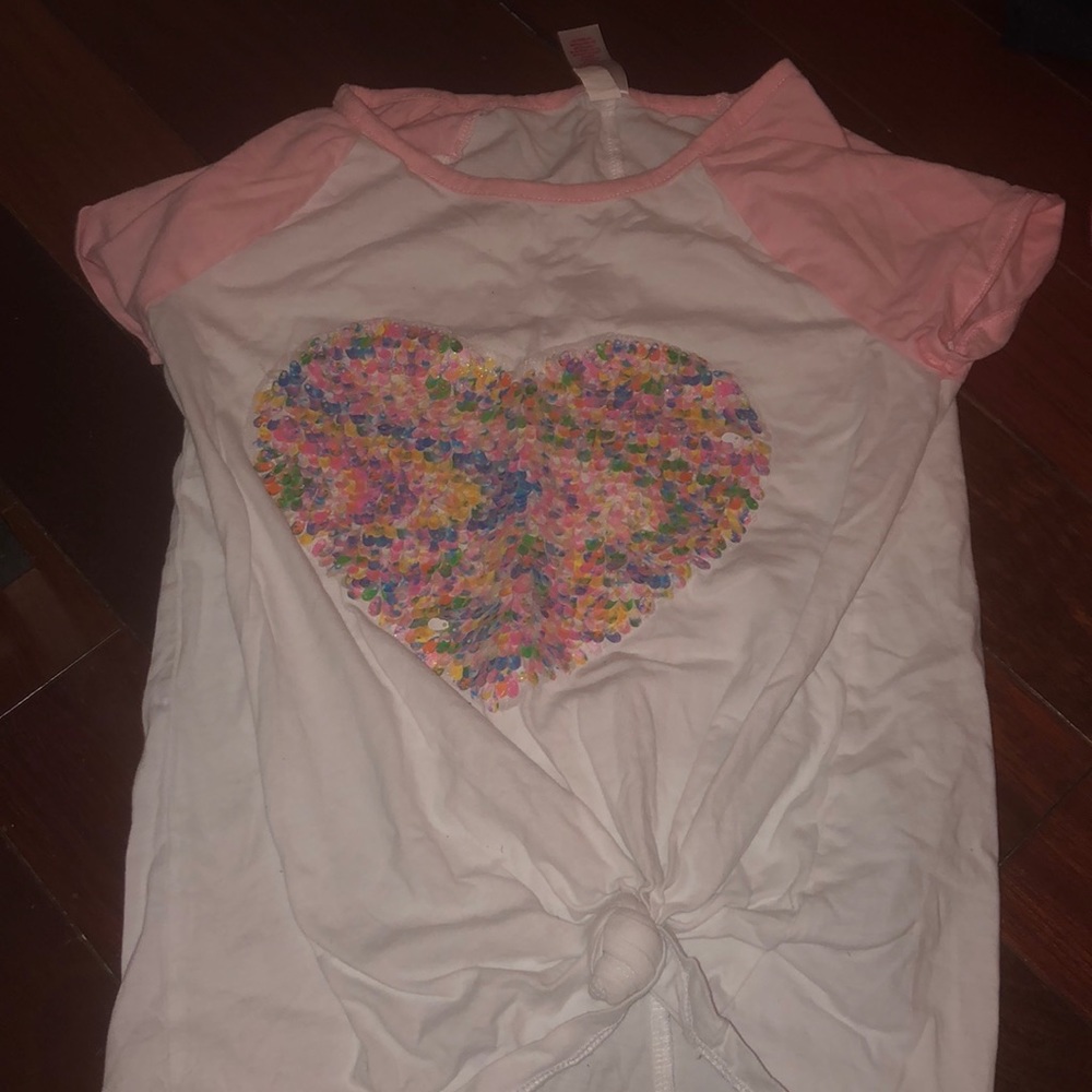 A White Shirt pink sleeves with heart not worn